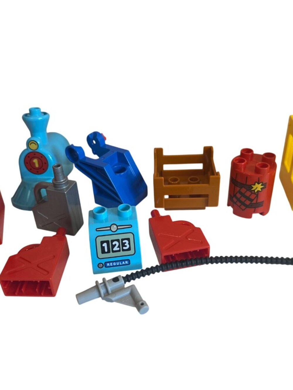 LEGO Duplo Lot of Parts Pieces Gas Cans Train Parts Crate Gas Pump Replacement